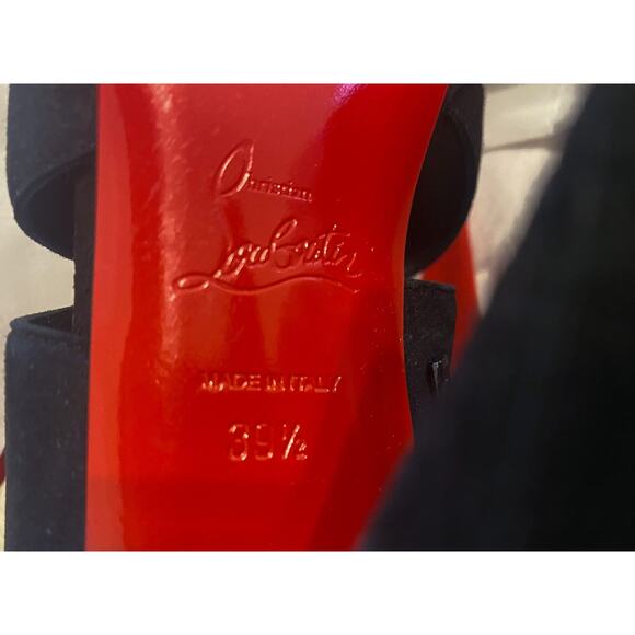 Christian Louboutin NIB Black Suede Cutout Flame Platform Heels Ankle Booties - Picture 7 of 8